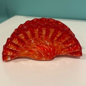 Napkins holder glass orange white